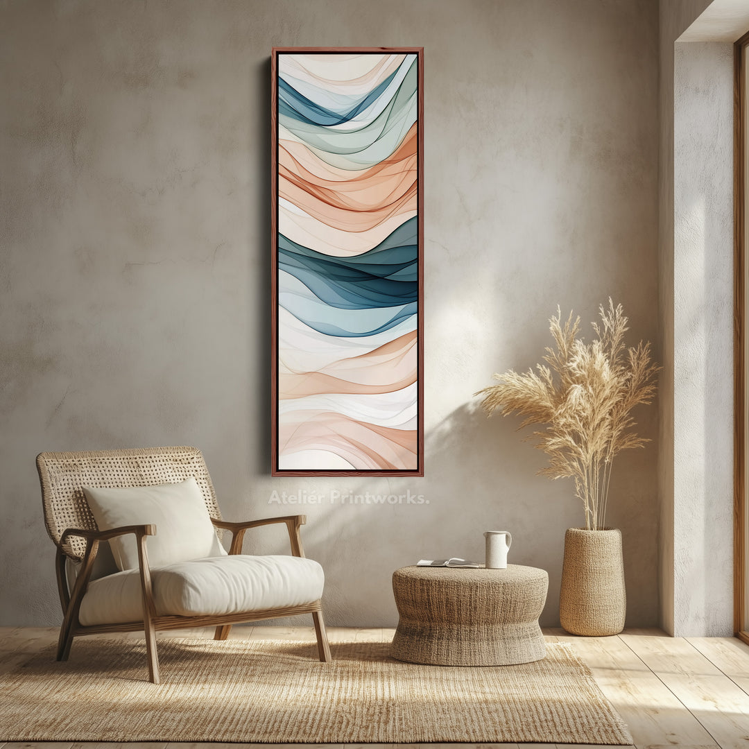 Long Narrow Vertical Wall Art Neutral Wave