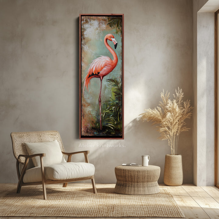 Pink Flamingo Tall Vertical Wall Decor