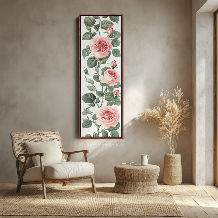 Vintage Pink Floral Tall Skinny Wall Art