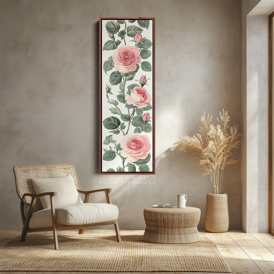 Vintage Pink Floral Tall Skinny Wall Art