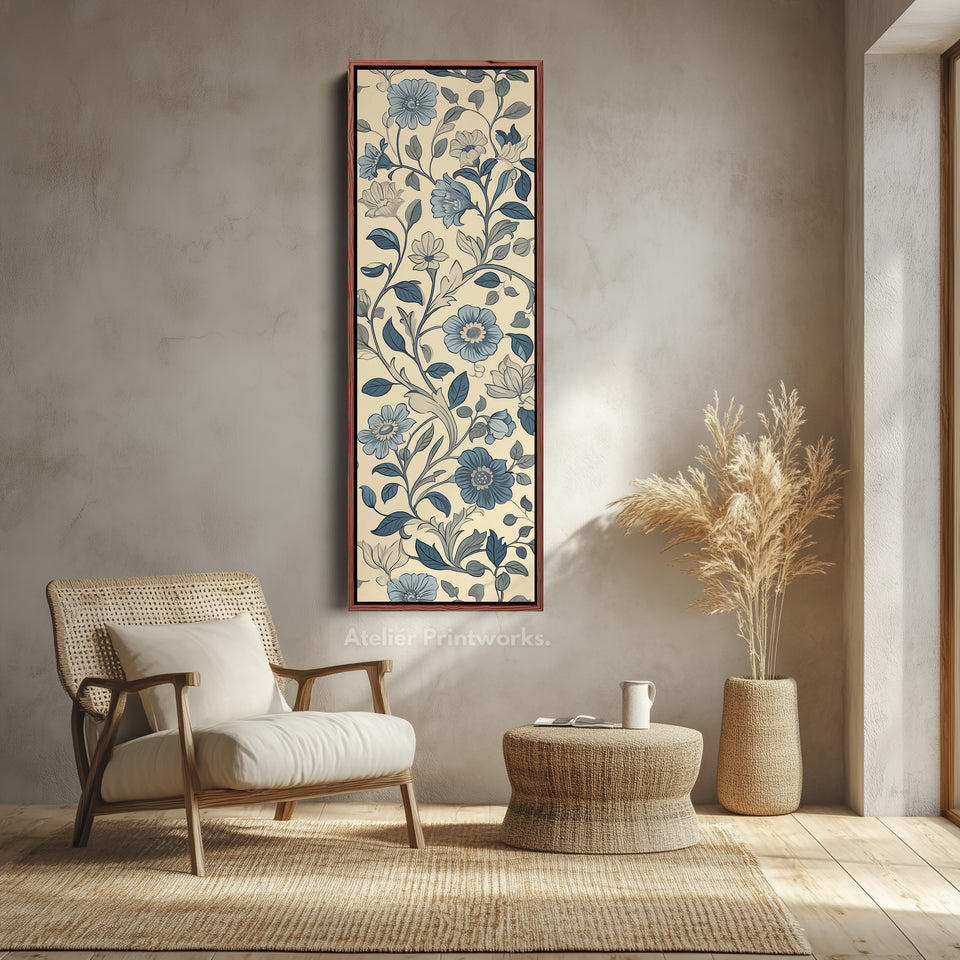 Vintage Blue & Cream Vertical Wall Decor