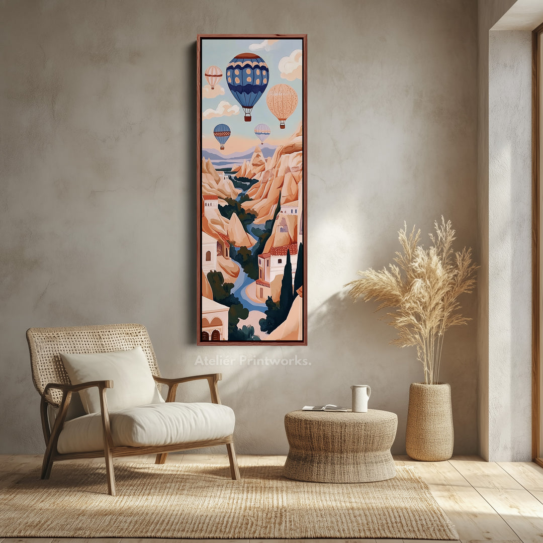 Cappadocia Balloons Vertical Framed Canvas Wall Decor