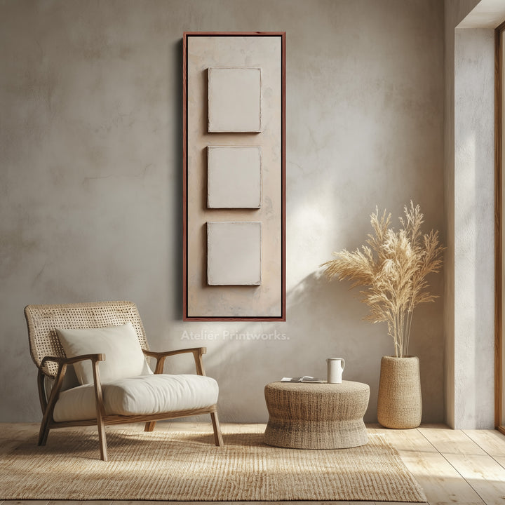 Minimalist Beige Vertical Framed Wall Decor