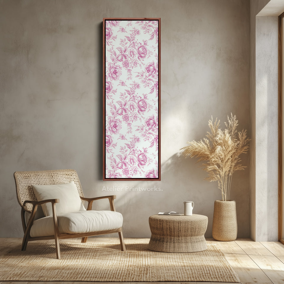 Vertical Floral Long Wall Art Pink Peonies
