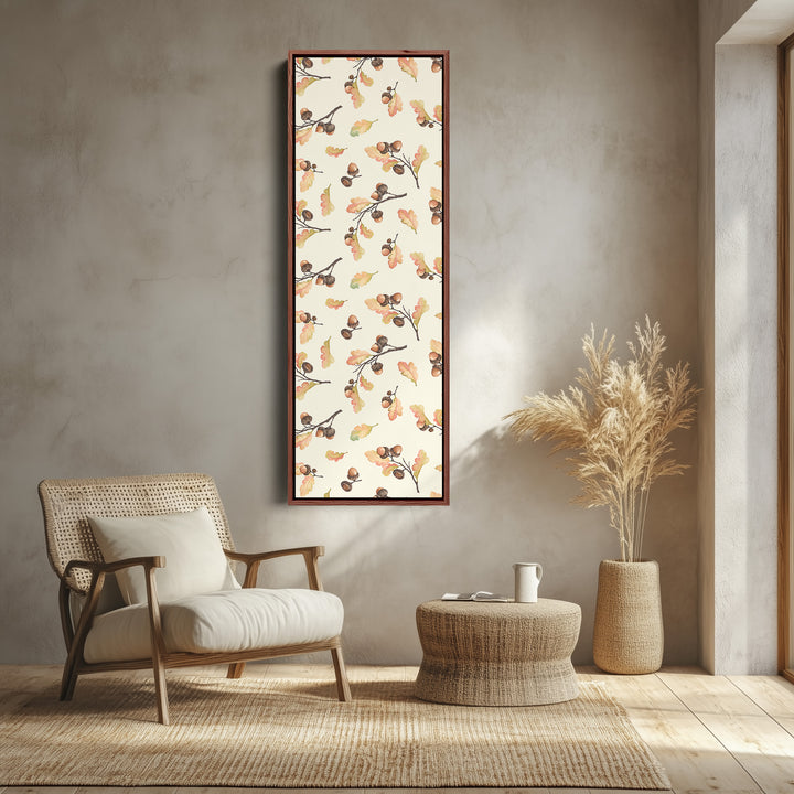 Narrow Wall Art Acorns And Oak Leaves Tall Canvas For Kitchen