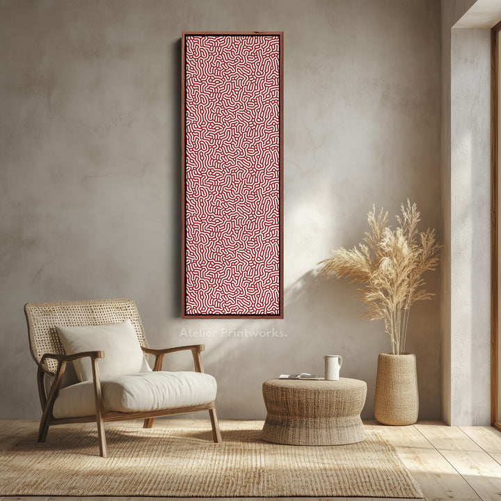 Art mural vertical long motif rouge et blanc