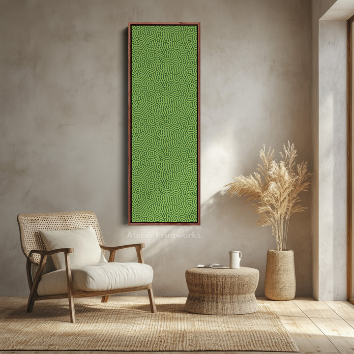 Dark & Light Green Wriggly Vertical Narrow Wall Art