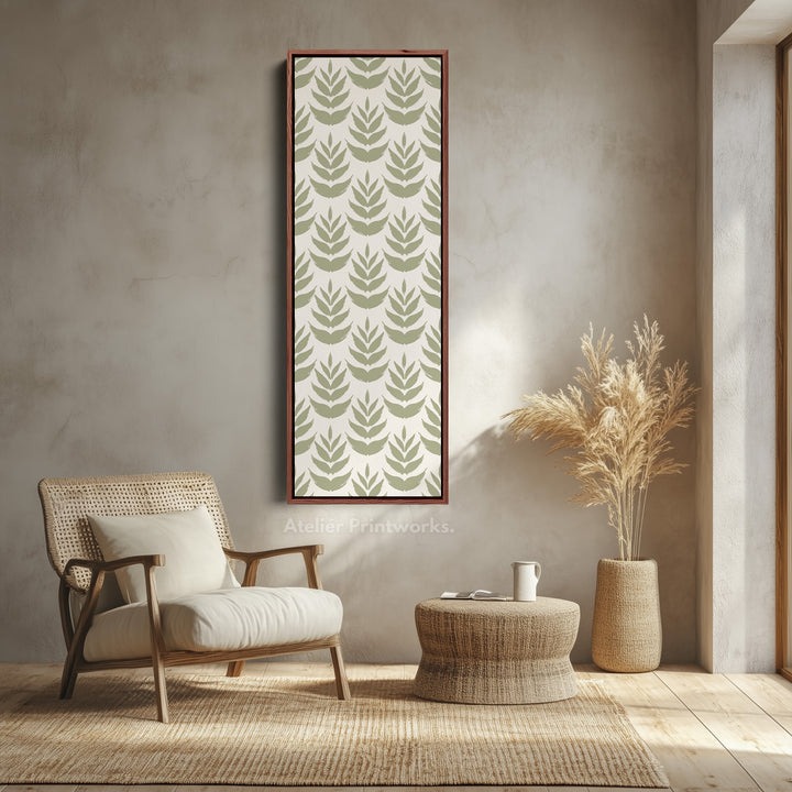 Long Tall Narrow Wall Art Boho Green Leaves