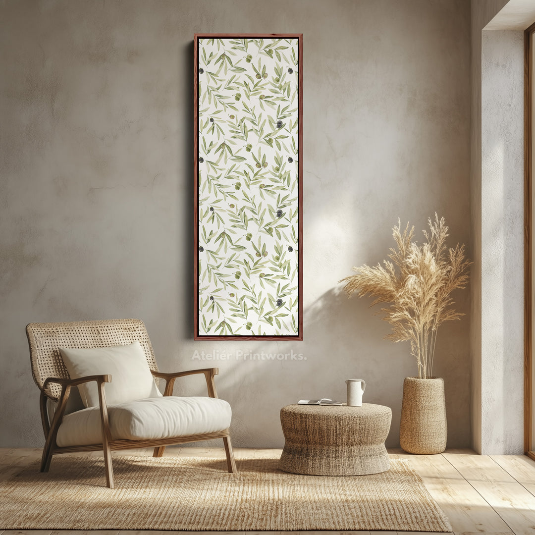 Vertical Kitchen Wall Decor Olive Leaves Long Narrow