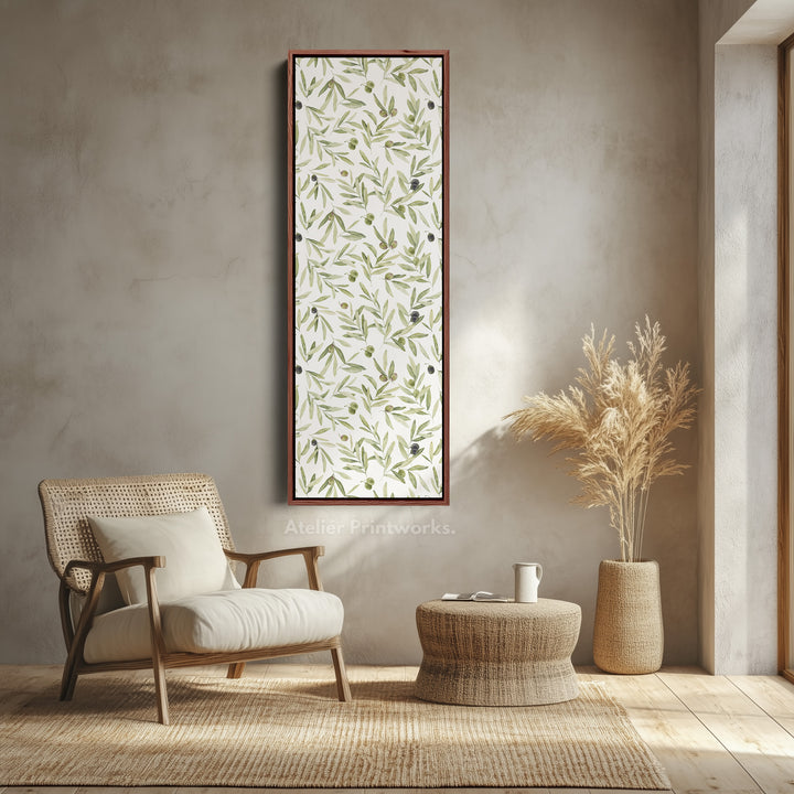 Vertical Kitchen Wall Decor Olive Leaves Long Narrow