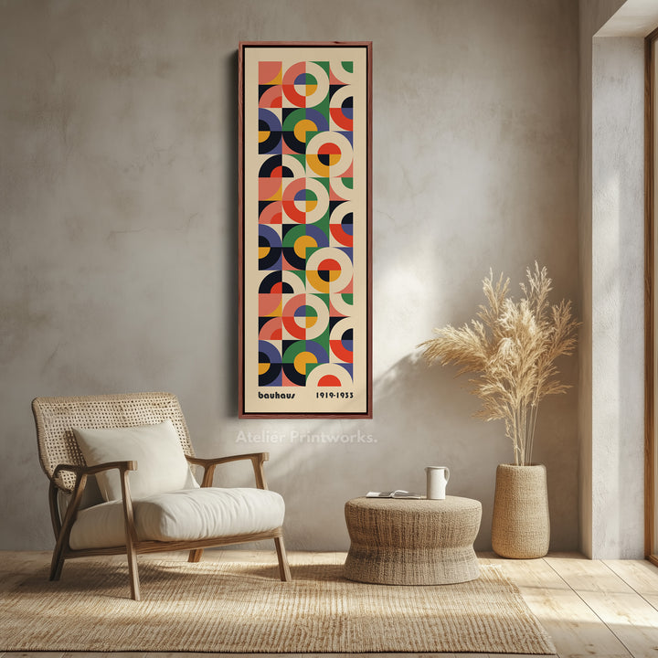Bauhaus Mid Century Geometric Long Vertical Wall Art