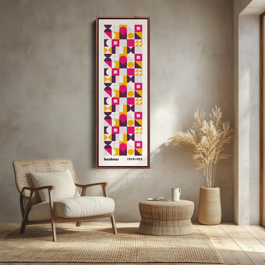 Bauhaus Tall Retro Mid Century Geometric Vertical Wall Art