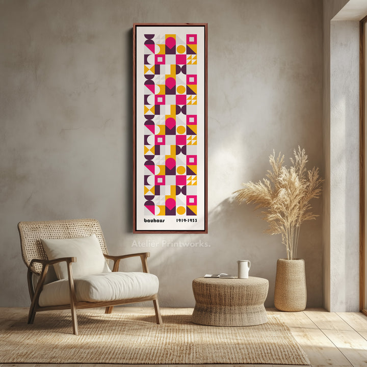 Bauhaus Tall Retro Mid Century Geometric Vertical Wall Art