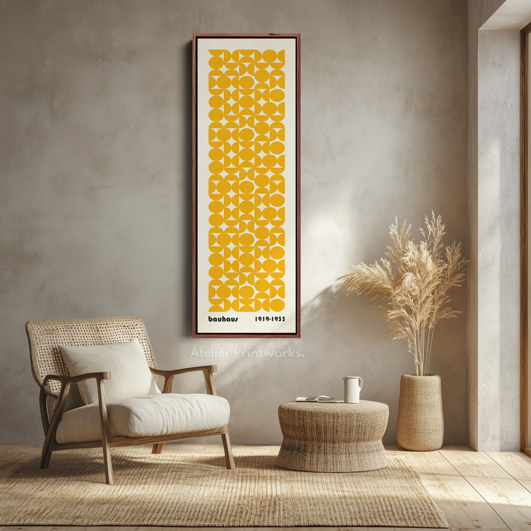 Vertical Long Wall Art Yellow Bauhaus Geometric