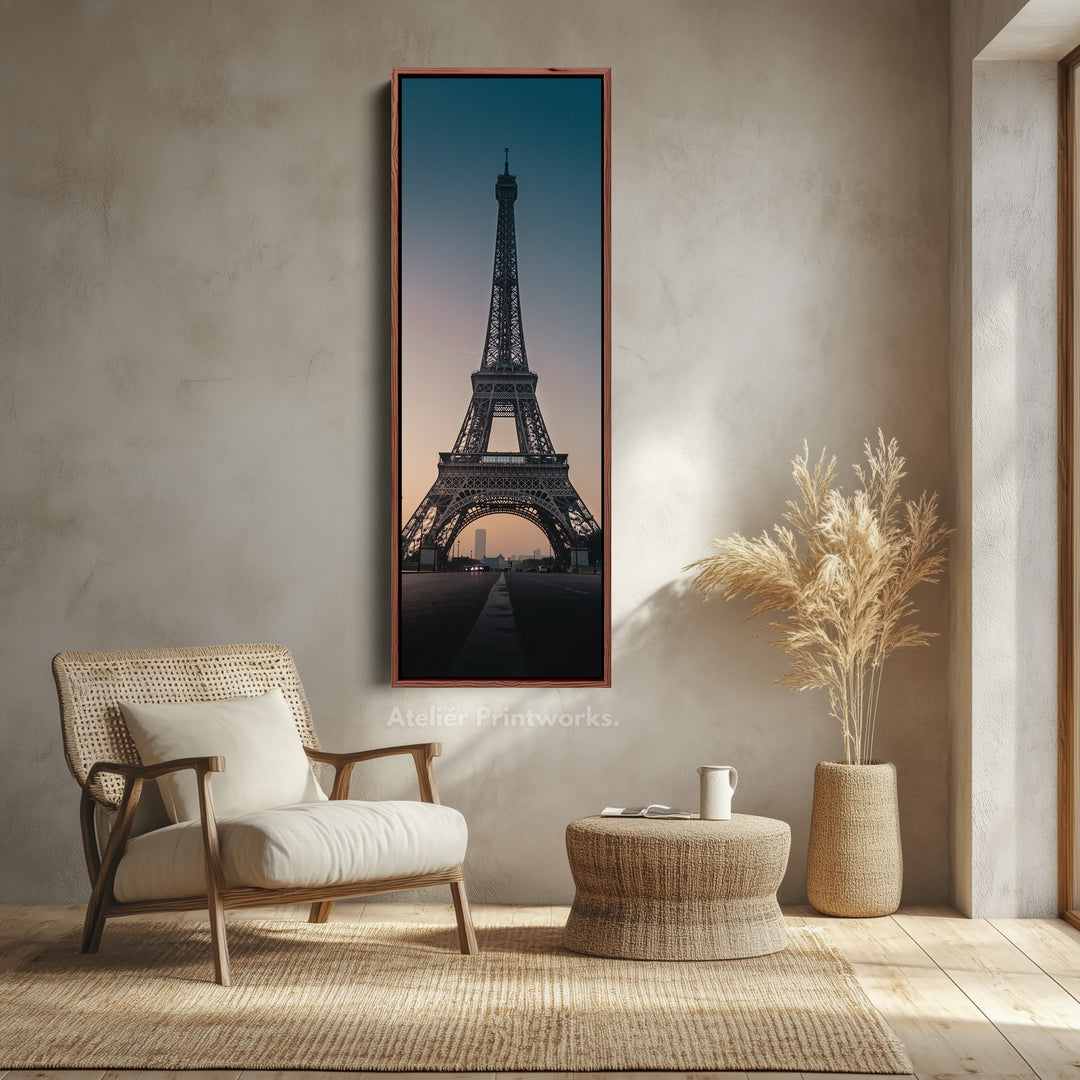 Paris Eiffel Tower Large Framed Canvas Vertical Wall Art