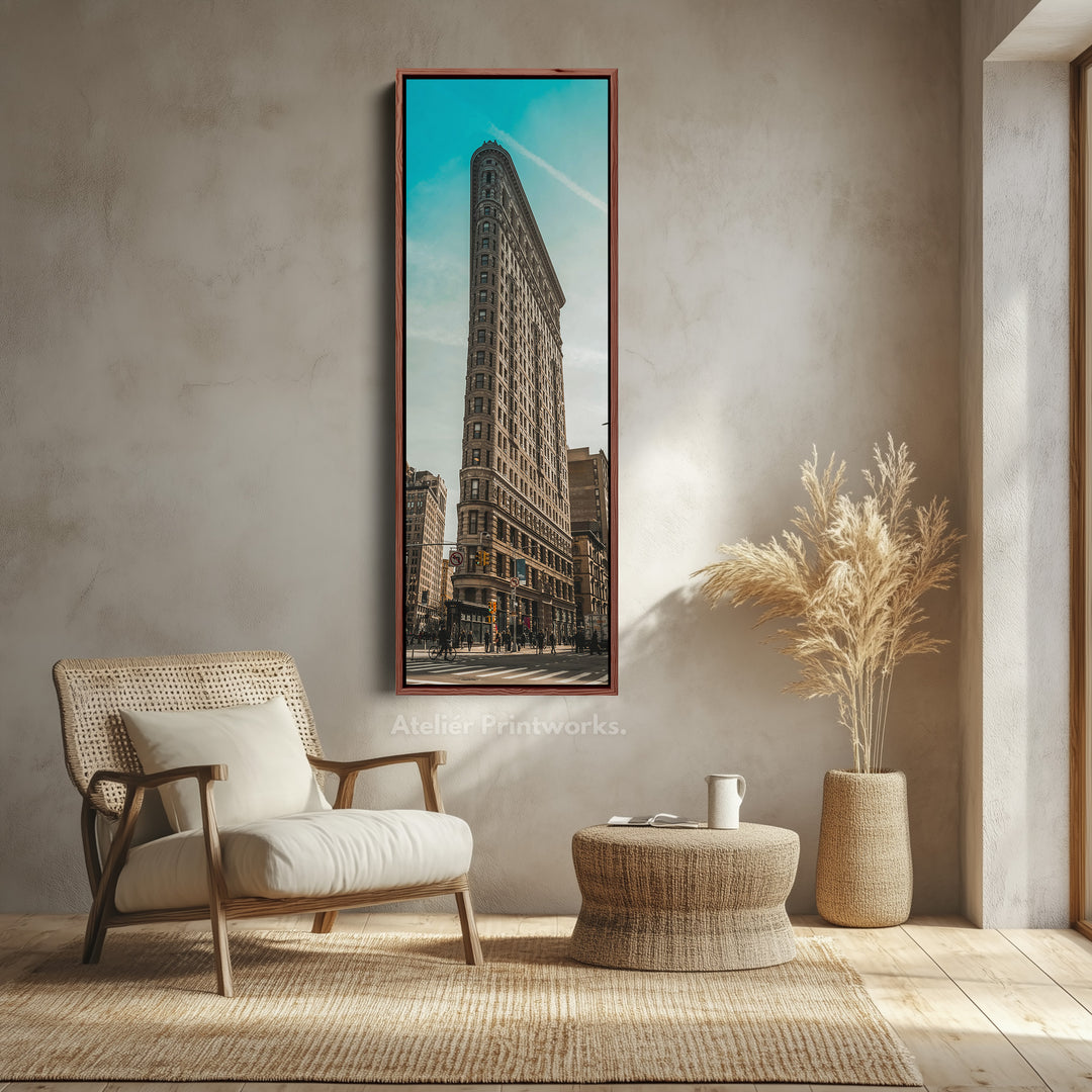 Large Framed Canvas Vertical Wall Art New York Flat Iron