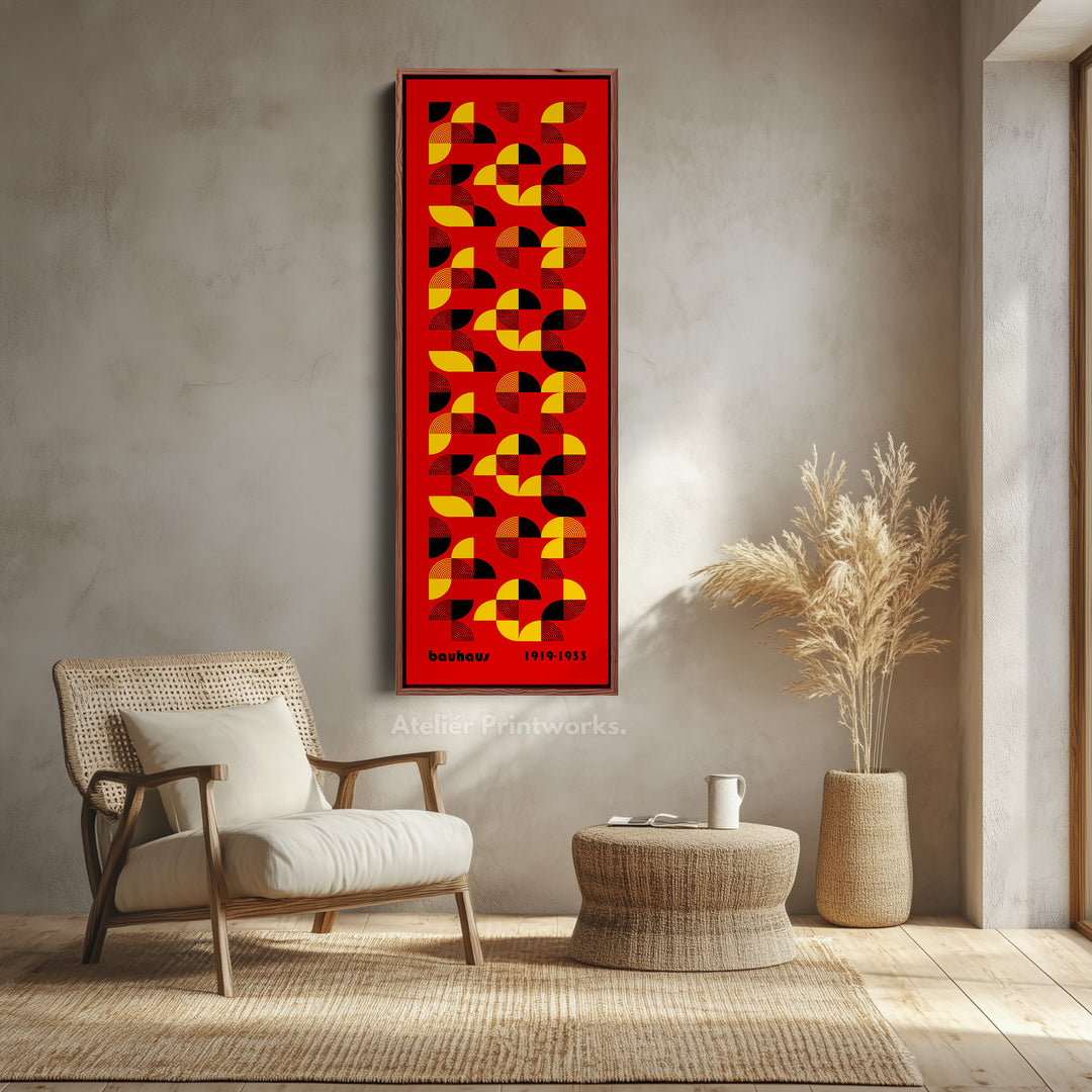 Red Vertical Wall Art Bauhaus Mid Century