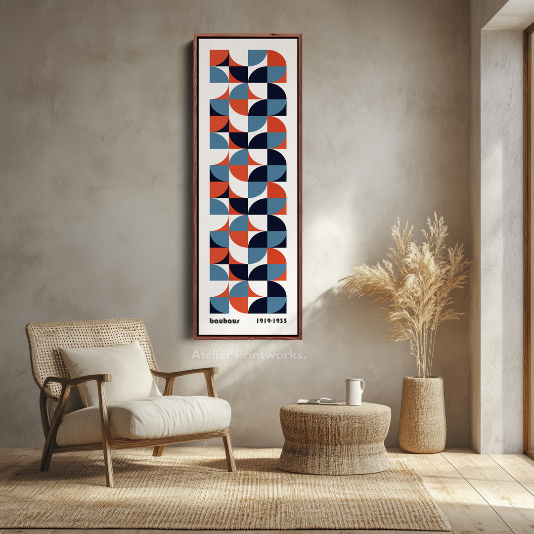 White Large Framed Canvas Beige Bauhaus Wall Art