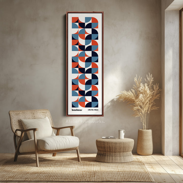 White Large Framed Canvas Beige Bauhaus Wall Art