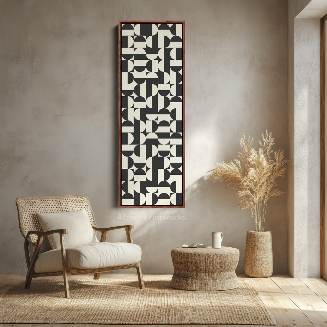 Bauhaus Geometric Pattern Tall Vertical Wall Canvas for Office or Living Room