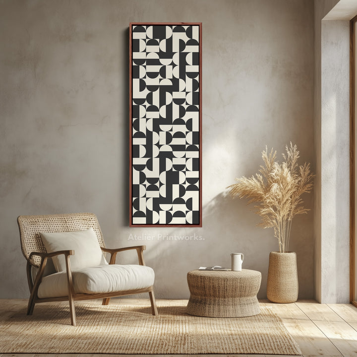 Bauhaus Geometric Pattern Tall Vertical Wall Canvas for Office or Living Room