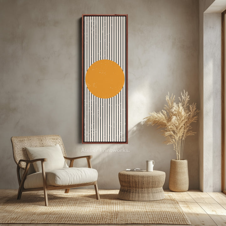 Minimalist Blue Block Vertical Framed Canvas Wall Art for Bedroom or Office