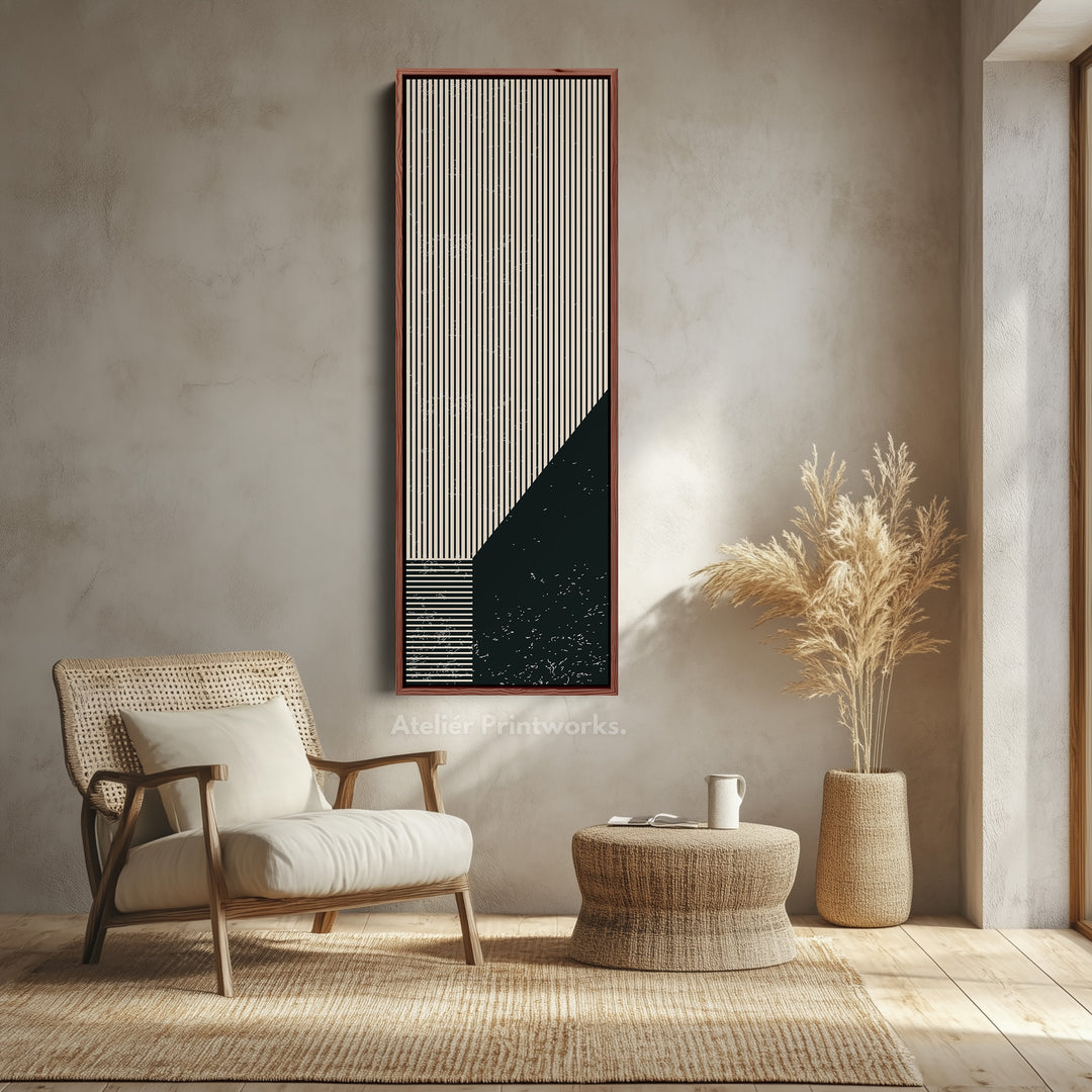 Bold Stripe Angles Vertical Framed Canvas Wall Art for Living Room or Hallway