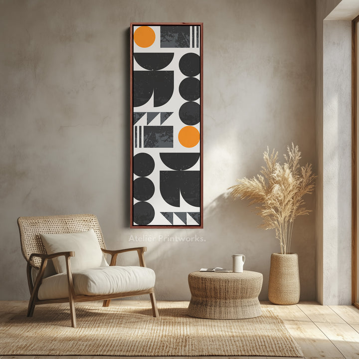 Abstract Half Moon Pattern Vertical Framed Canvas Wall Art for Bedroom or Office