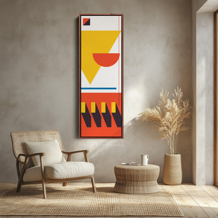 Art mural sur toile encadrée verticale inspirée du Bauhaus pour salon ou chambre à coucher