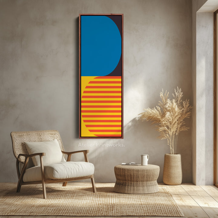Minimalist Sun Stripes Vertical Framed Canvas Wall Art for Bedroom or Hallway