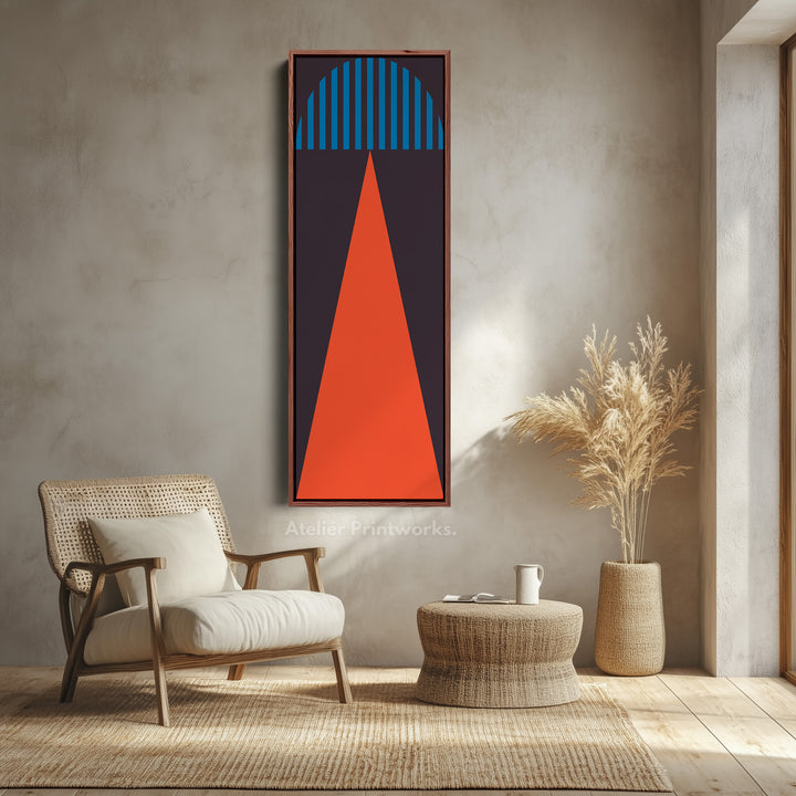 Bold Triangle and Stripes Vertical Framed Canvas Wall Art for Office or Hallway