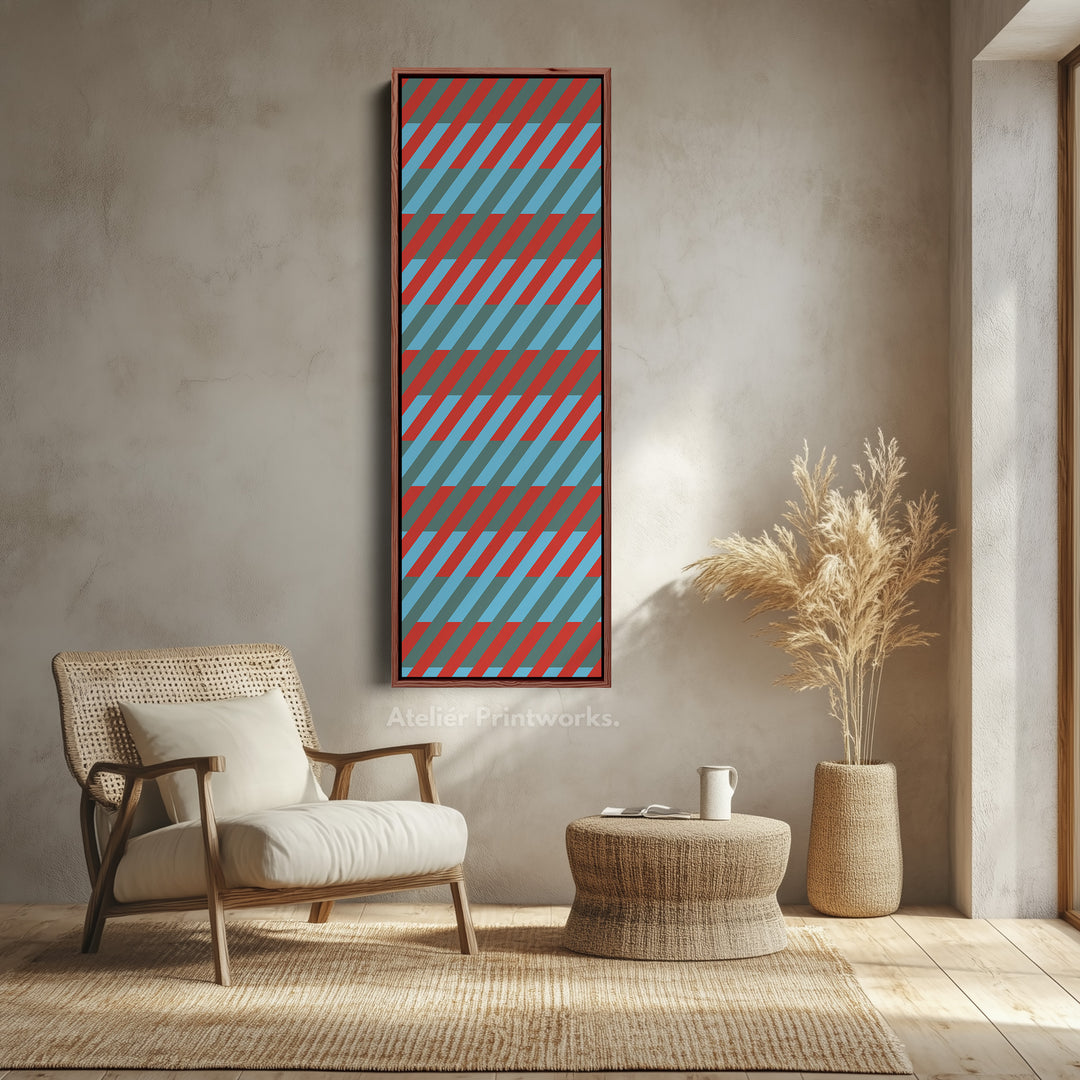 Abstract Stripe Geometry Vertical Framed Canvas Wall Art for Bedroom or Studio