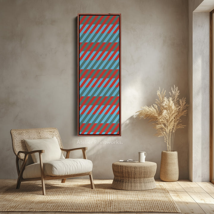 Abstract Stripe Geometry Vertical Framed Canvas Wall Art for Bedroom or Studio