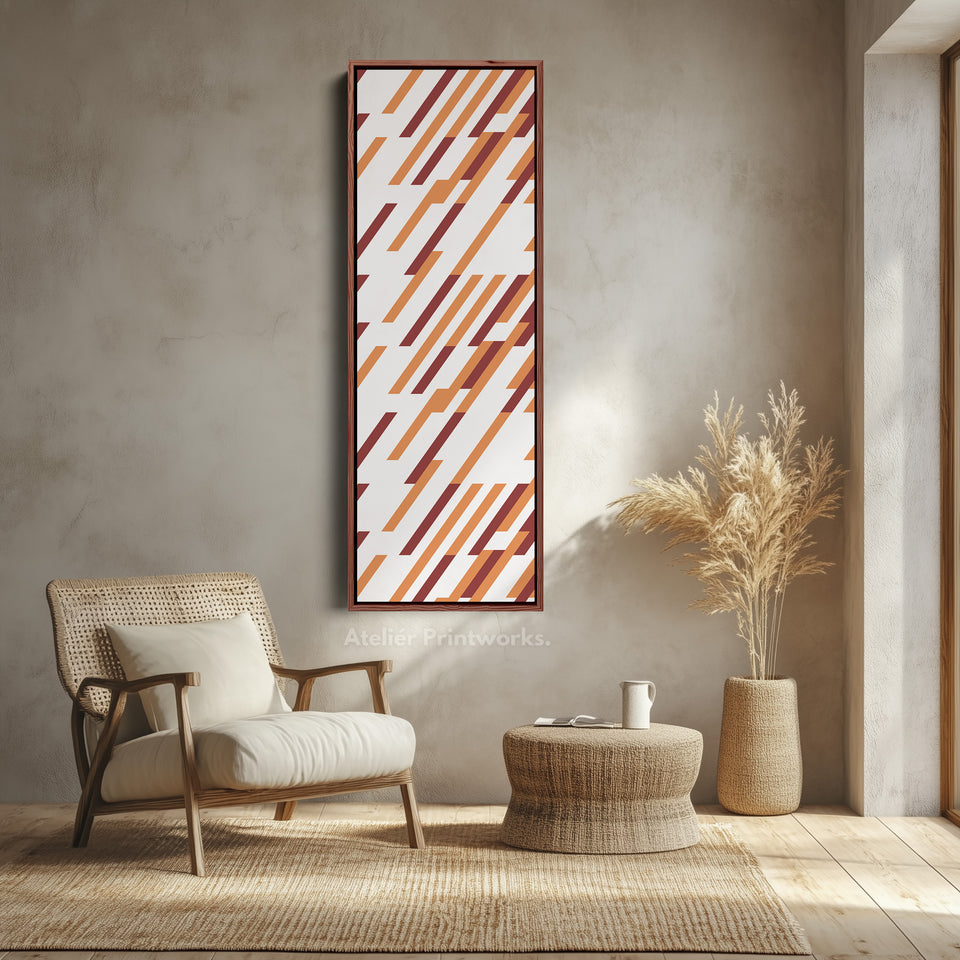 Earth Tone Stripes Vertical Framed Canvas Wall Art for Living Room or Office