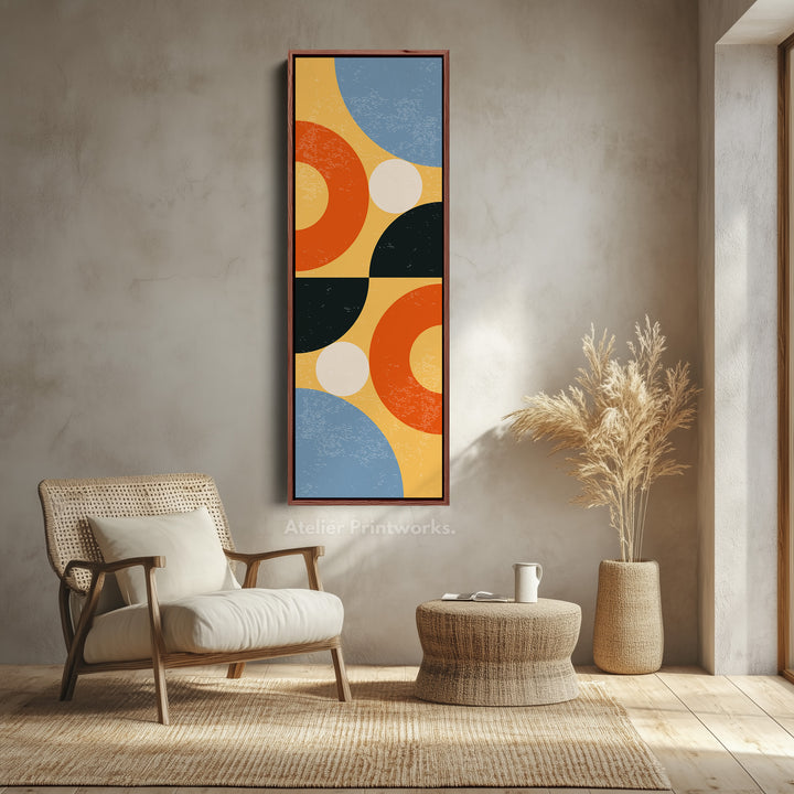Abstract Curves Vertical Framed Canvas Wall Art for Living Room or Office
