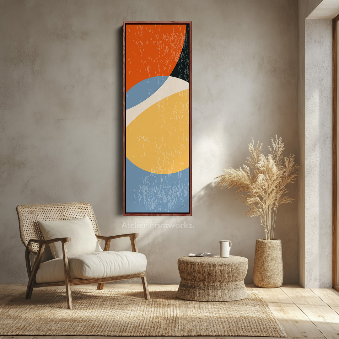 Modern Retro Curves Vertical Framed Canvas Wall Art for Living Room or Studio