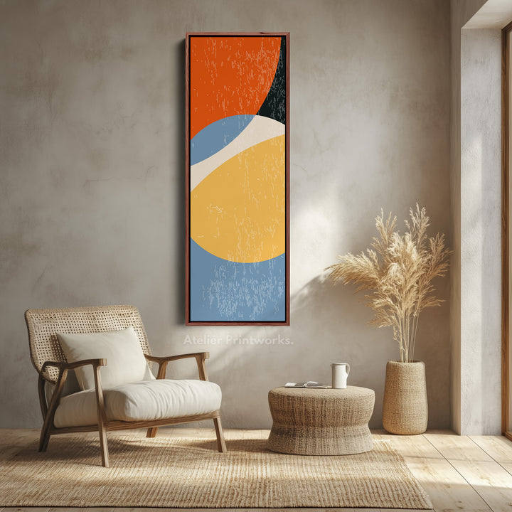 Modern Retro Curves Vertical Framed Canvas Wall Art for Living Room or Studio
