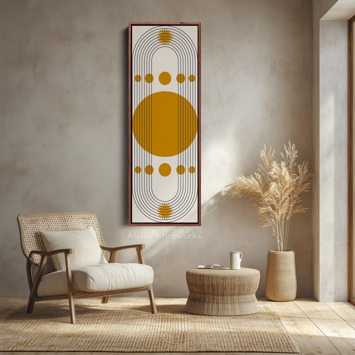 Bunte Bauhaus-Kreise Vertikale Gerahmte Leinwand Wandkunst für Wohnzimmer oder Flur
