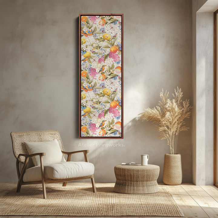 Tall Canvas Wall Art Botanical Oranges And Flowers Vertical Wall Art For Kitchen