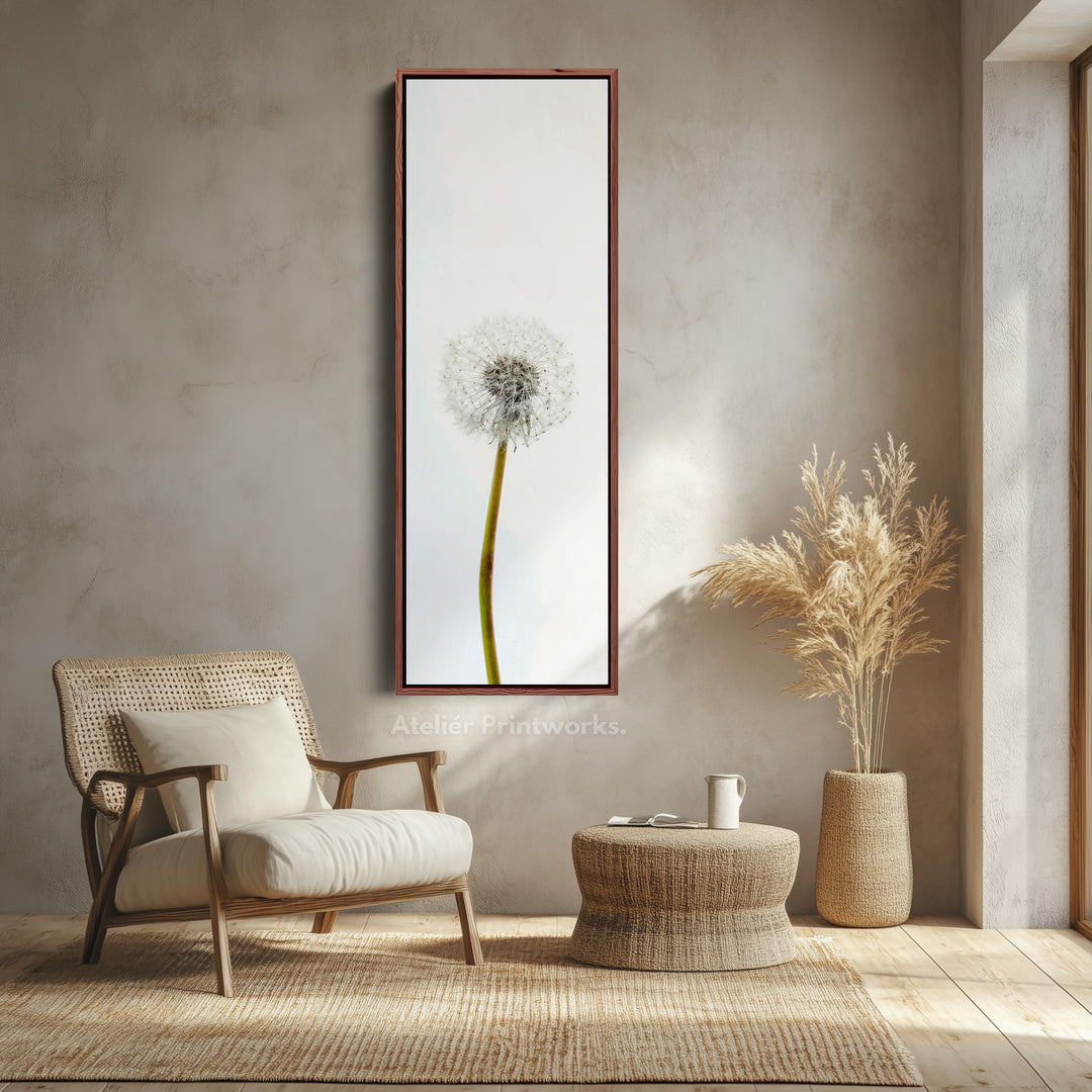 Vertical Framed Canvas Minimal Dandelion Tall Wall Art For Bedroom