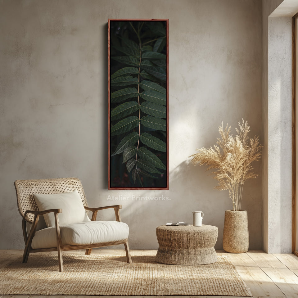 Tall Wall Art Green Fern Nature Vertical Canvas For Hallway