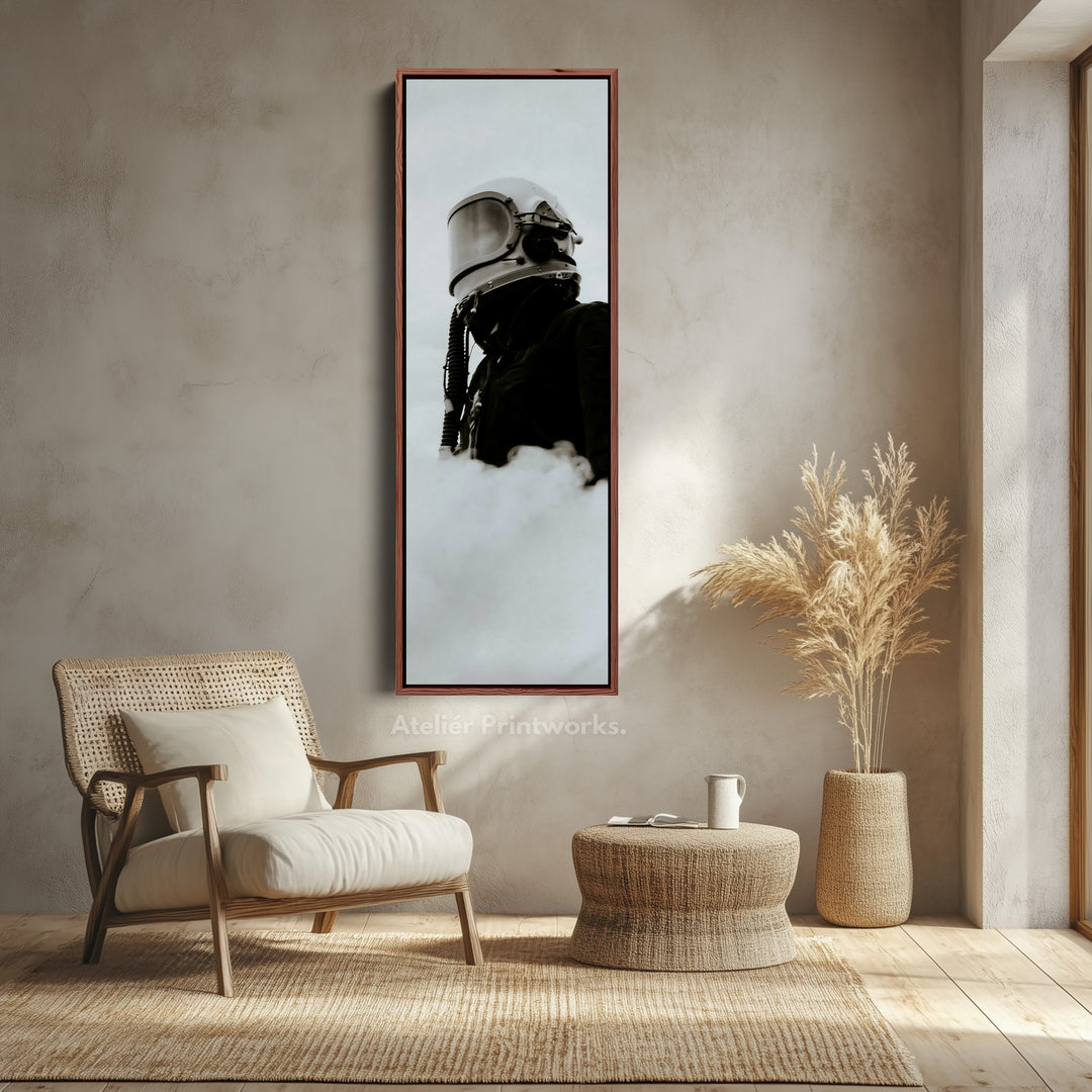 Vertical Wall Art Futuristic Helmet Tall Canvas For Hallway