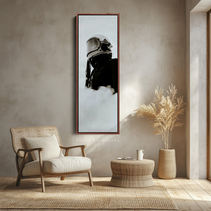 Vertical Wall Art Futuristic Helmet Tall Canvas For Hallway