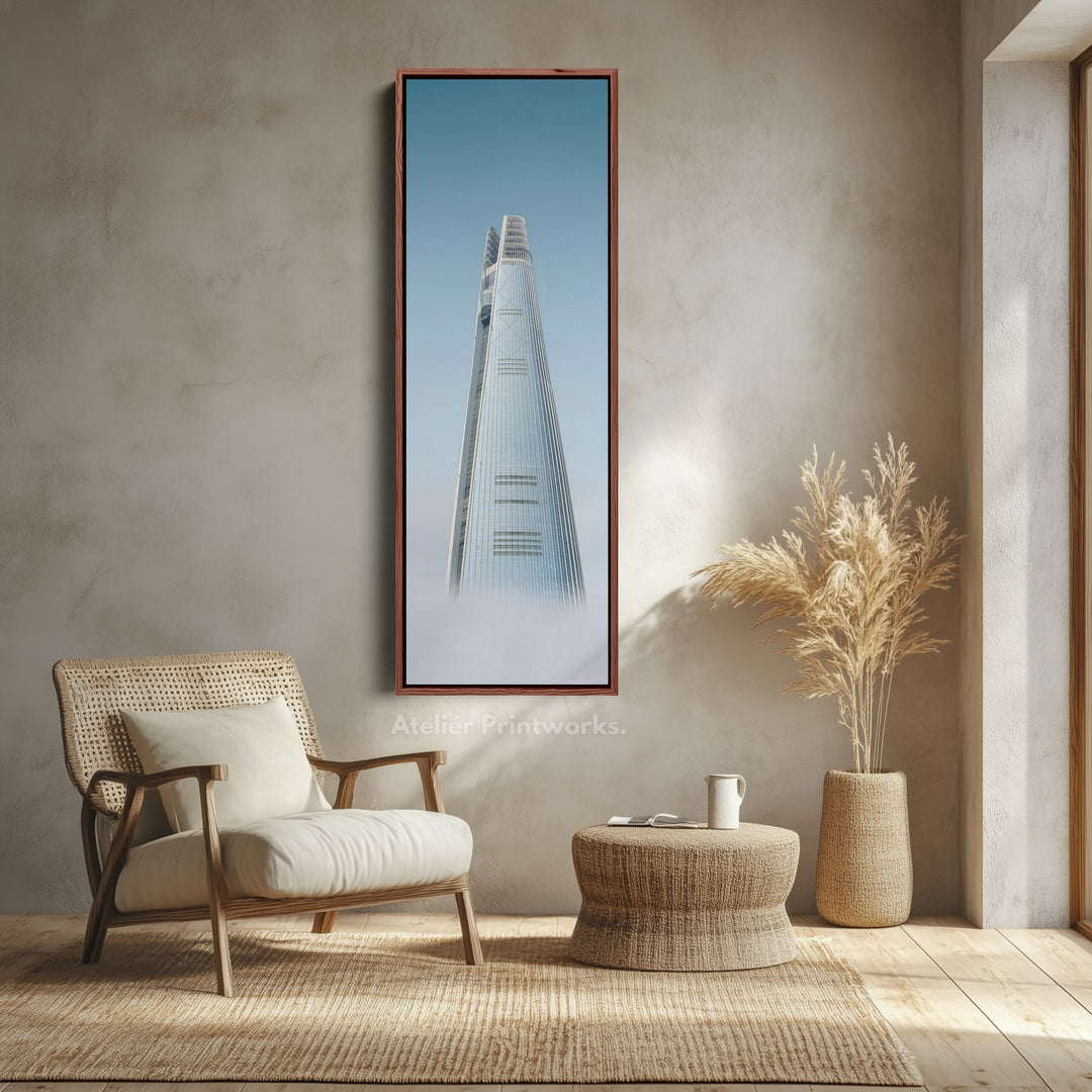 Narrow Wall Art Modern City Tower Vertical Framed Canvas For Office