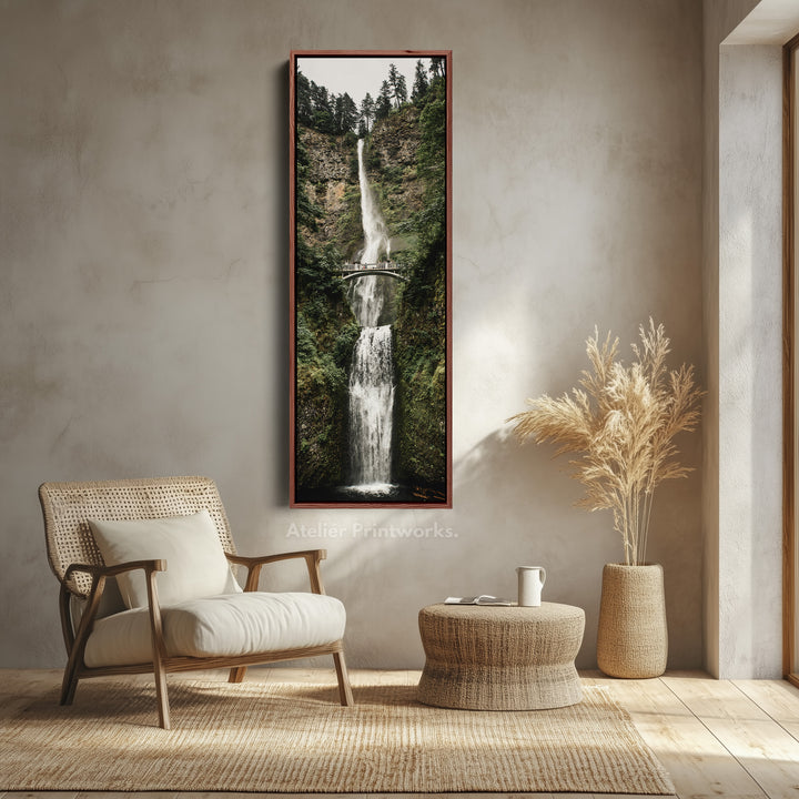 Tall Canvas Wall Art Waterfall Bridge Narrow Wall Art For Living Room