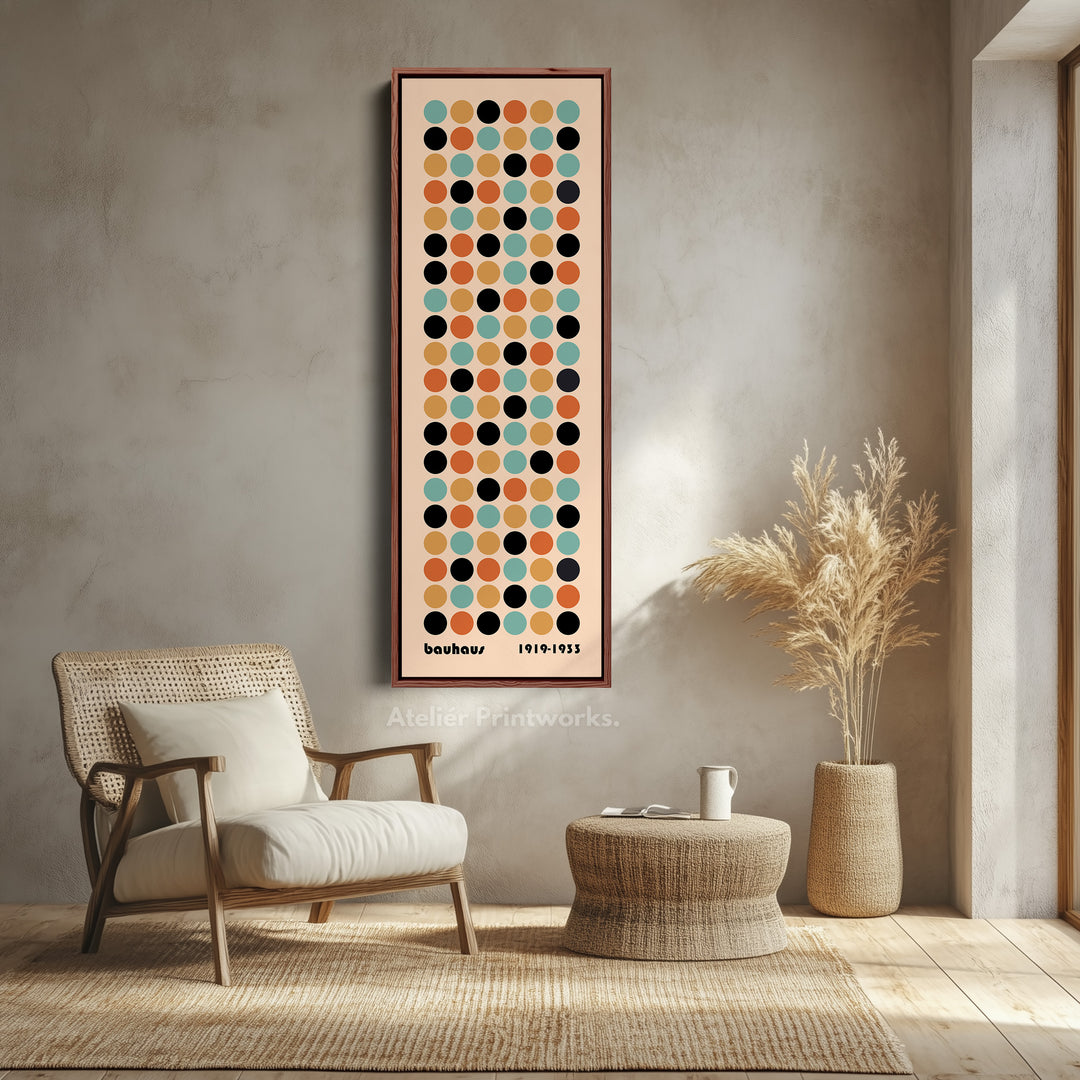 Vertical Framed Canvas Geometric Bauhaus Tall Wall Art For Office