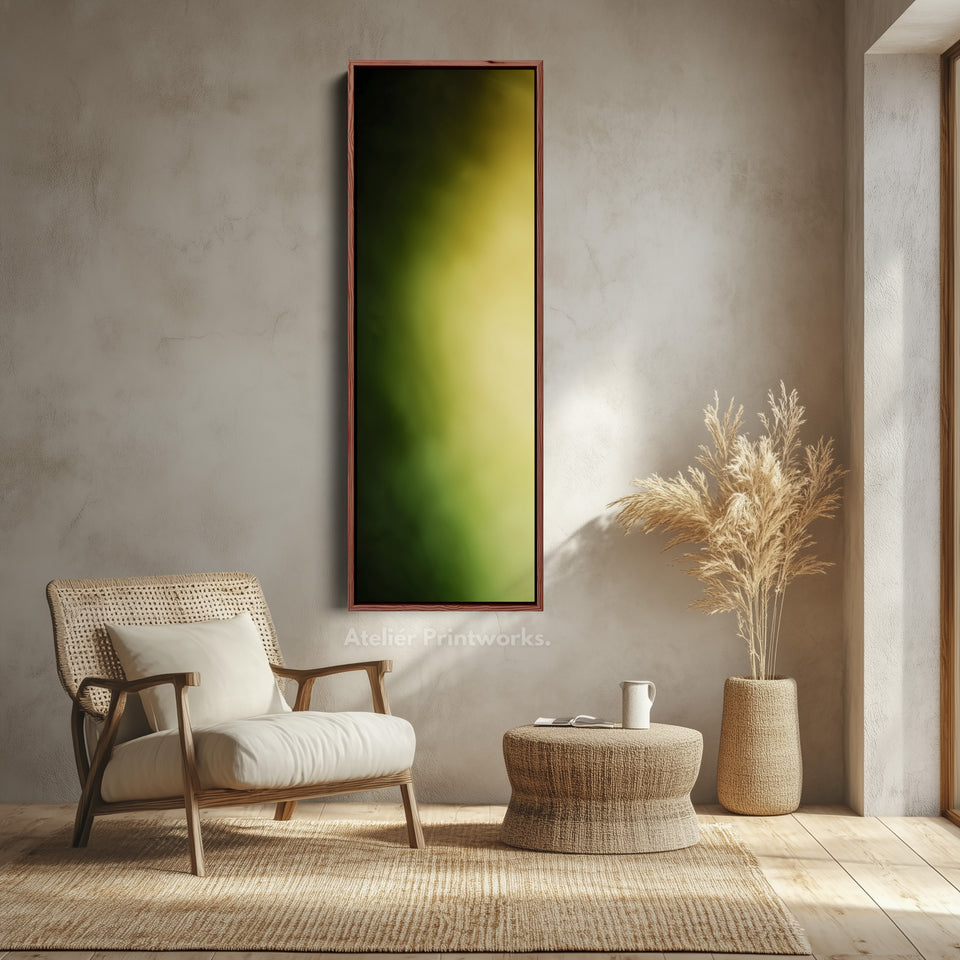 Thin Wall Art Green Yellow Gradient Vertical Canvas For Hallway
