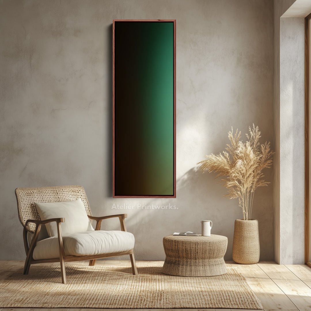 Vertical Wall Art Green Brown Long Vertical Canvas For Hallway