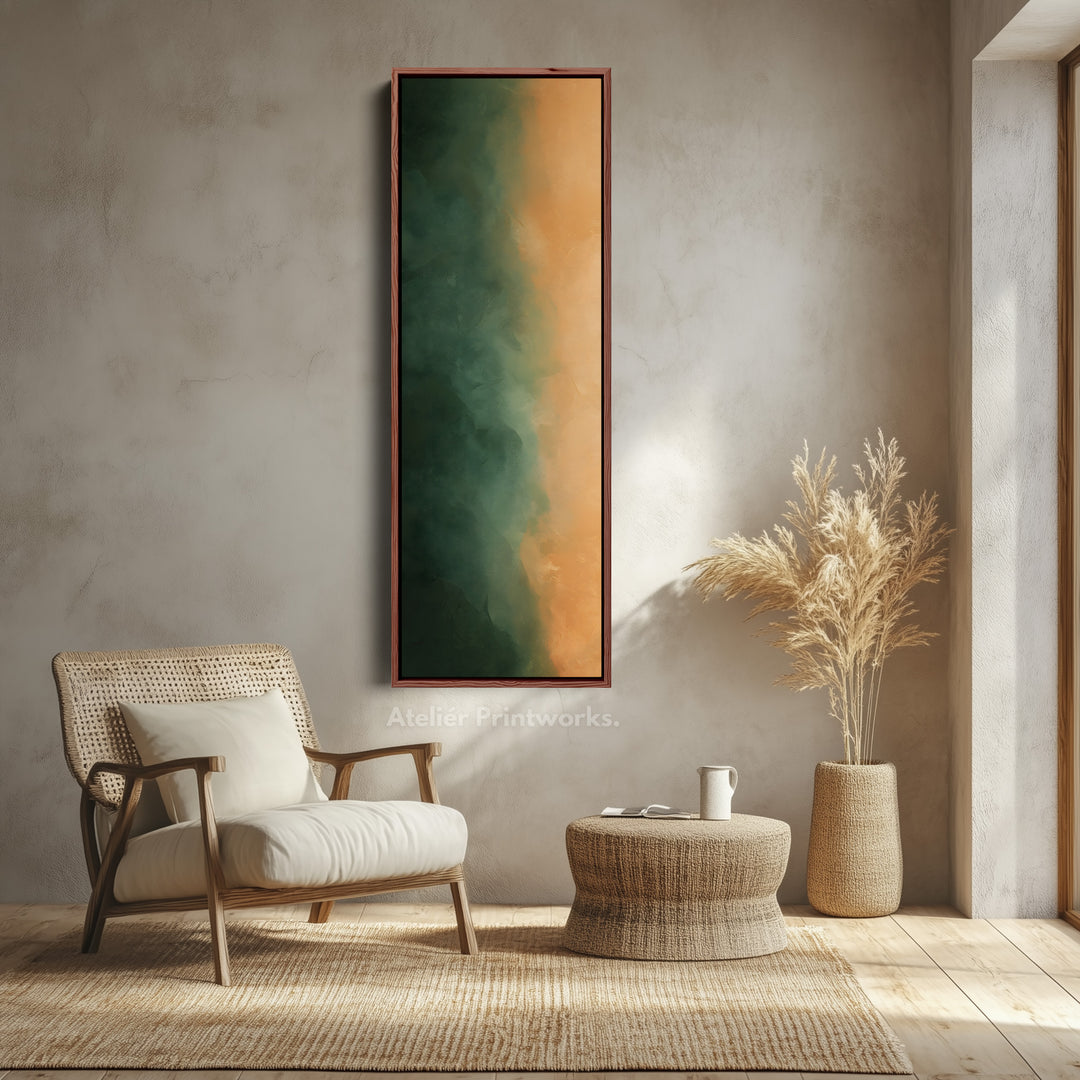 Skinny Wall Art Green Orange Tall Canvas Wall Art For Hallway