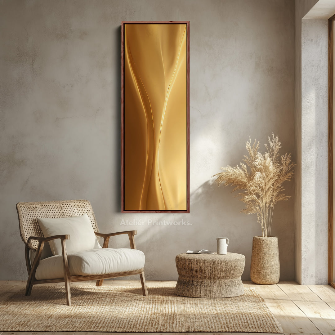 Long Vertical Canvas Gold Tall Modern Abstract Wall Art For Living Room